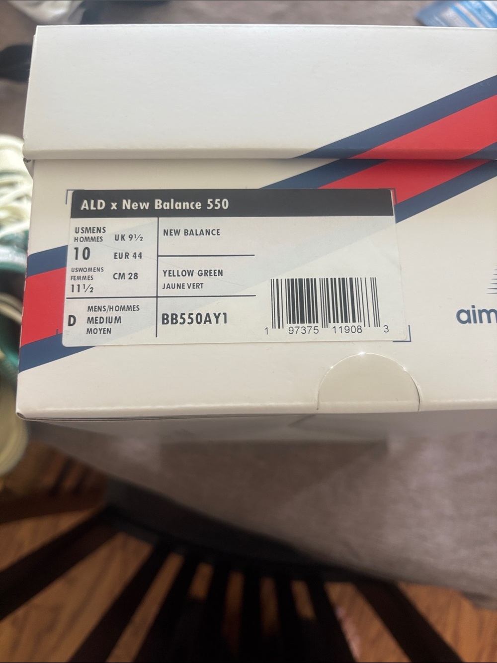 NWB Men’s ALD x New Balance 550, size 10